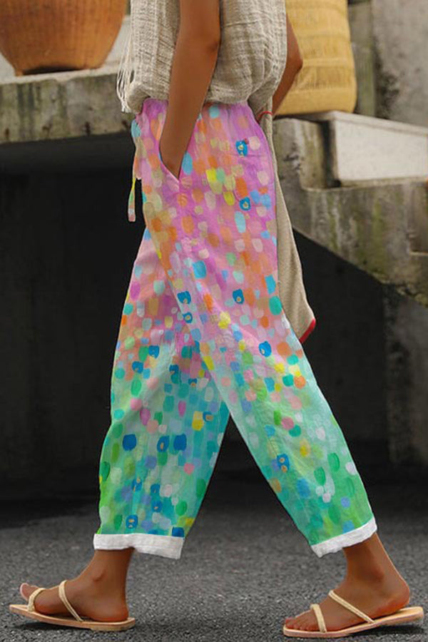 Pantalon Palazzo Décontracté à Motifs Pour Femme