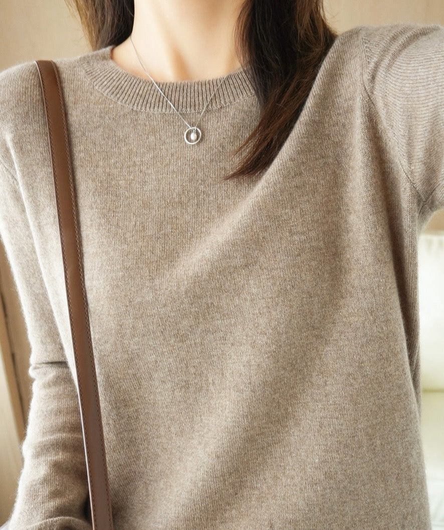 Casual Long-Sleeve Crew-Neck Pullover for Women