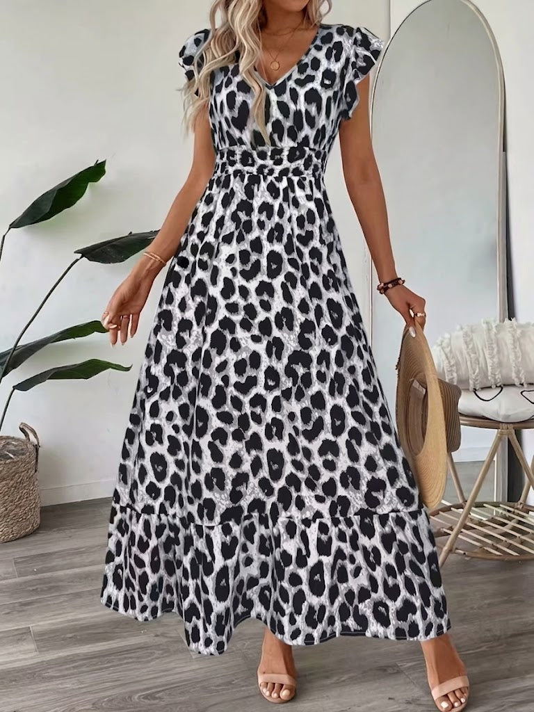 Robe Maxi Bohème Brodée à Col V pour Femme