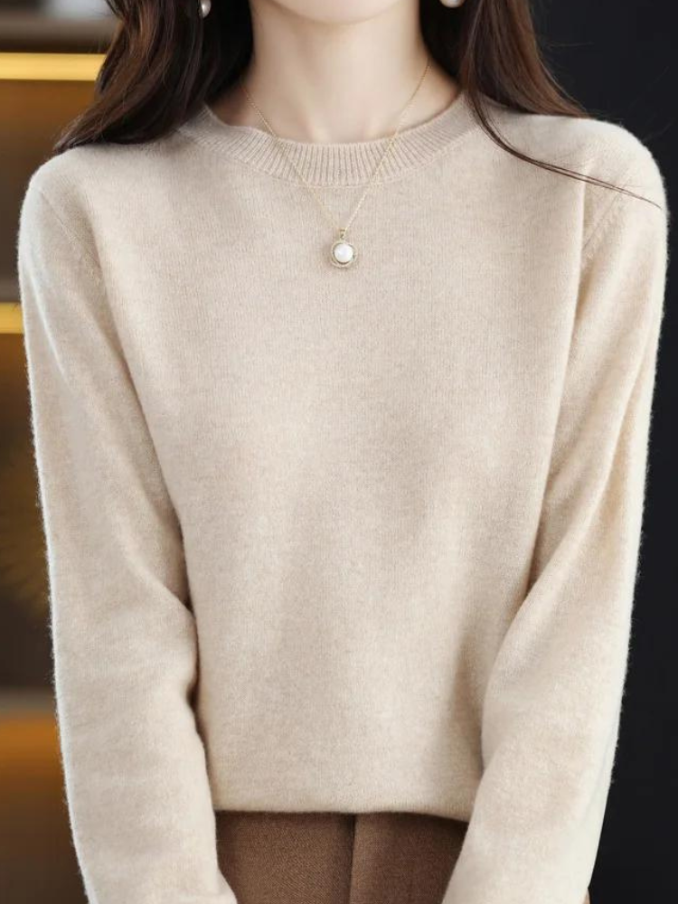 Casual Long-Sleeve Crew-Neck Pullover for Women