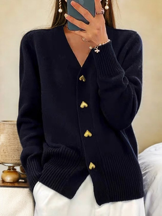 Women's Soft-Knit Cardigan with Gold Buttons
