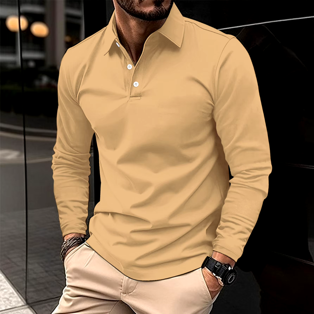 Smart casual stílusú, hosszú ujjú férfi póló