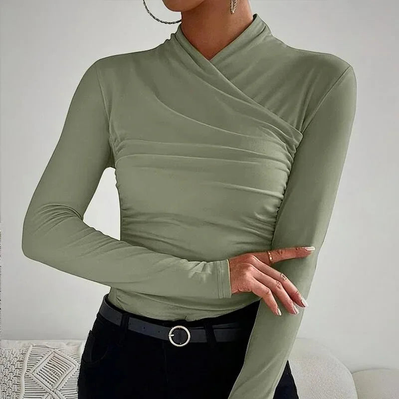 Top Drapé Élégant à Col Croisé pour Femme
