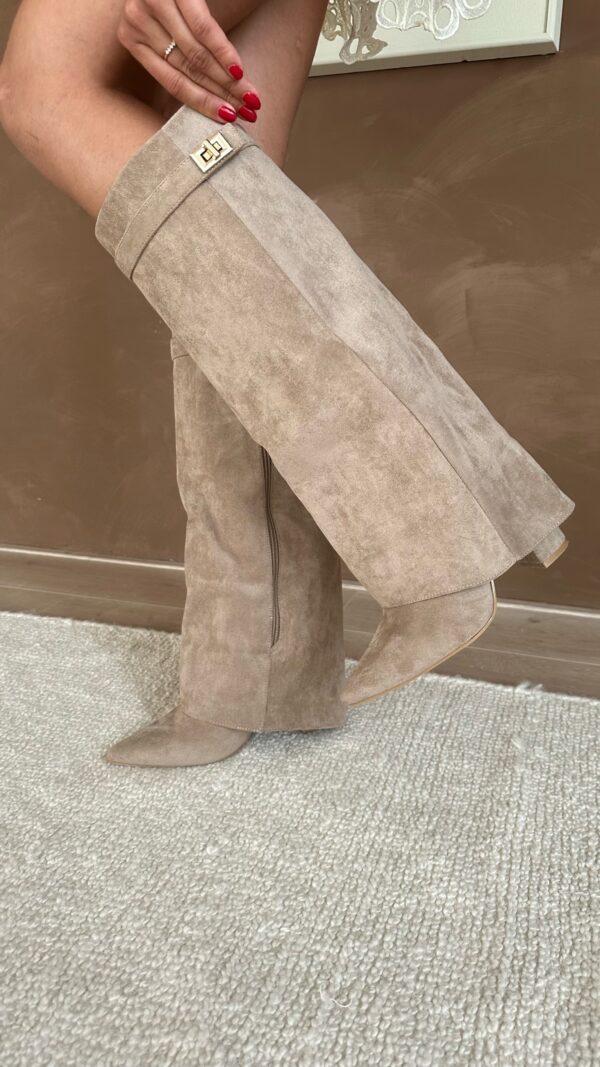 Women's fashion boots with pointed toe and knee-high shaft