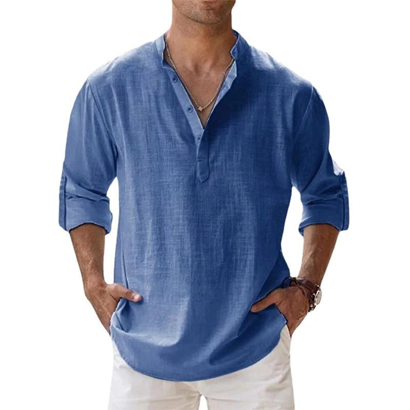 Men's Casual Henley Collar Long Sleeve Shirt
