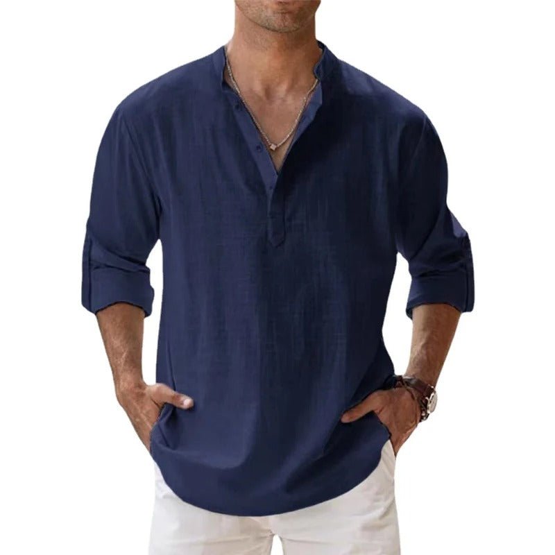 Men's Casual Henley Collar Long Sleeve Shirt