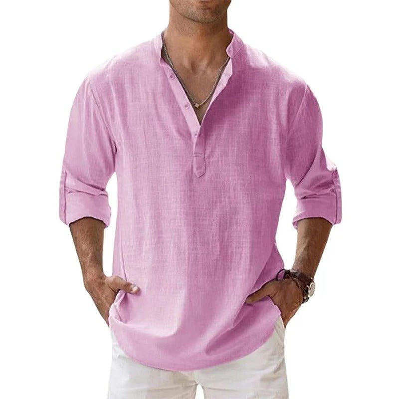 Men's Casual Henley Collar Long Sleeve Shirt