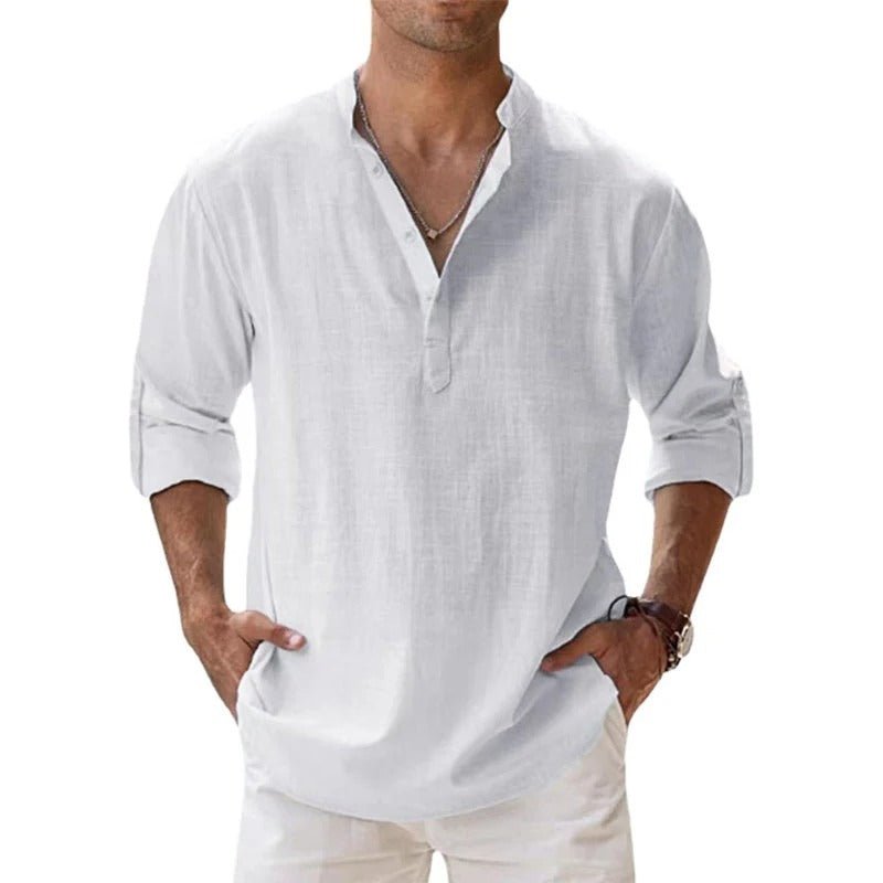 Men's Casual Henley Collar Long Sleeve Shirt