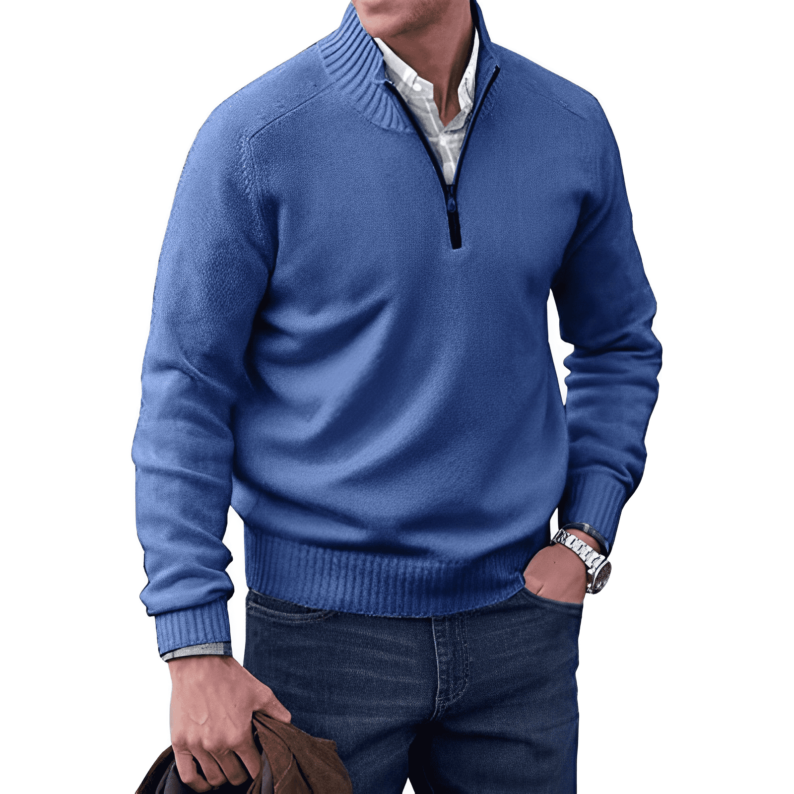 Men’s Quarter-Zip Sweater with a Classic Fit