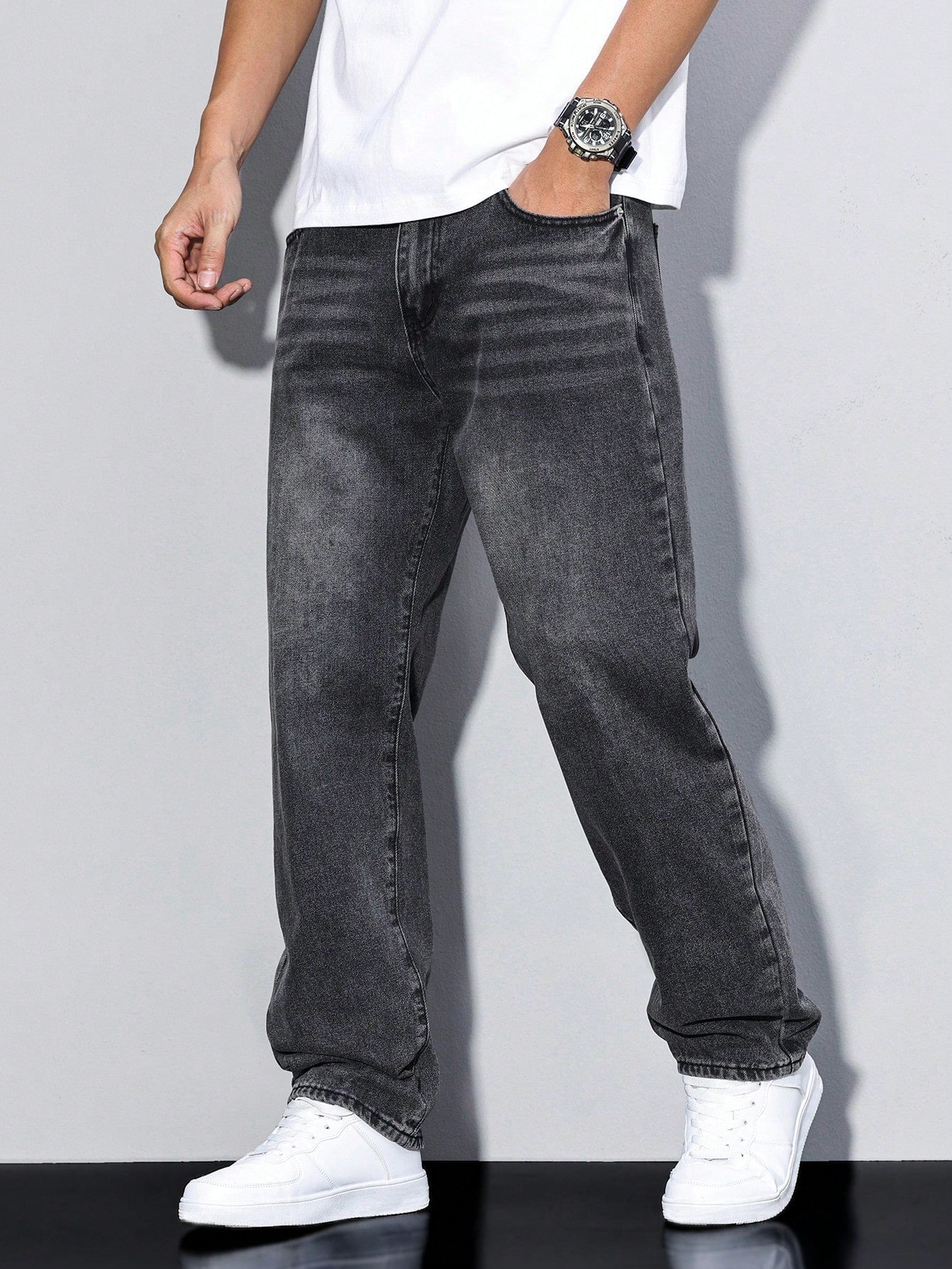 Jean casual coupe droite pour homme