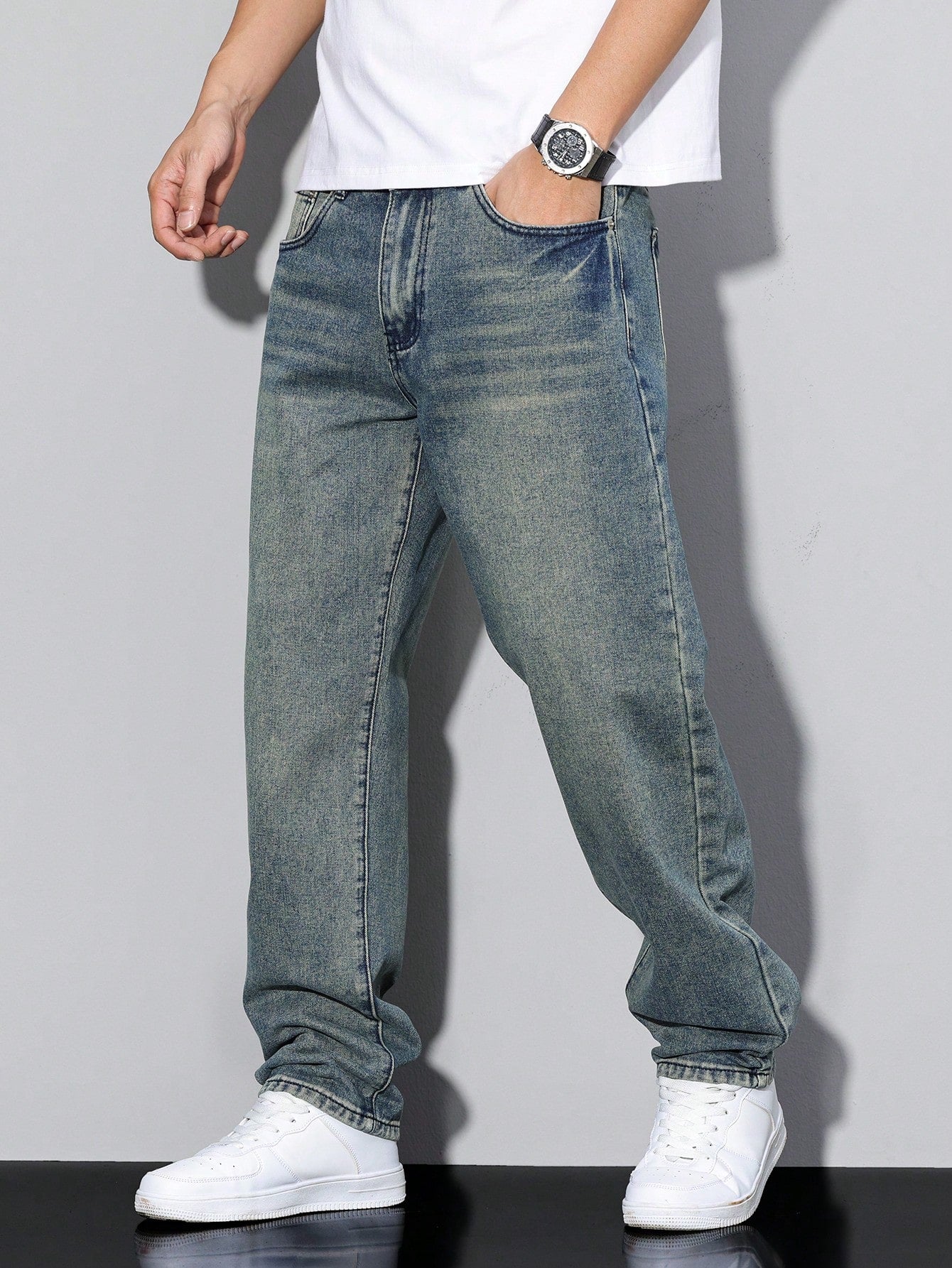 Jean casual coupe droite pour homme