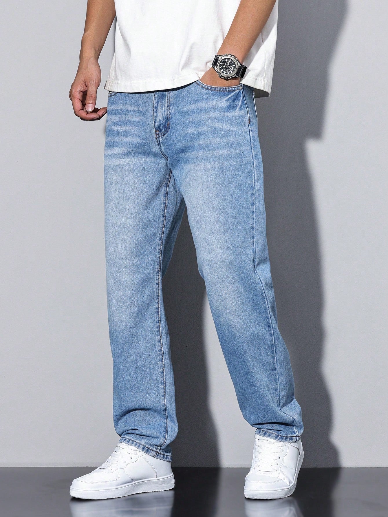 Jean casual coupe droite pour homme