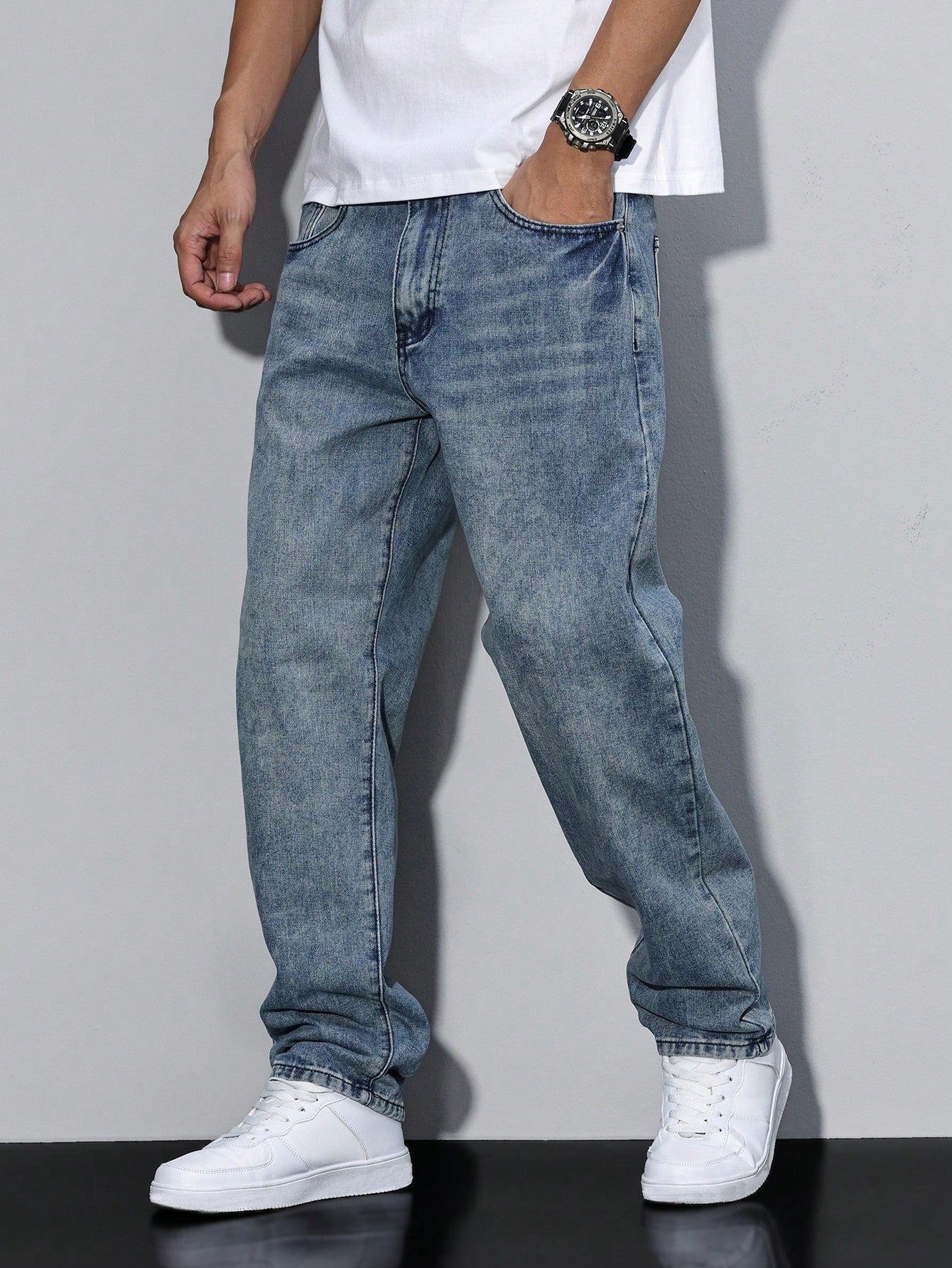 Jean casual coupe droite pour homme