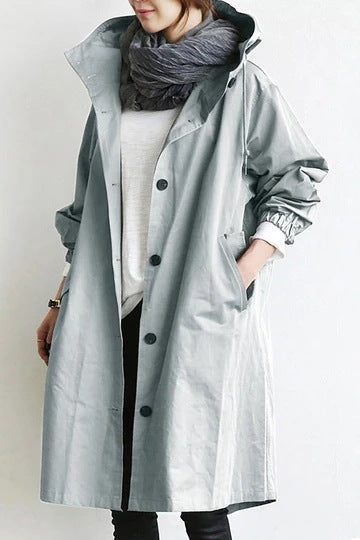 Women's Hooded Waterproof Coat with Pockets