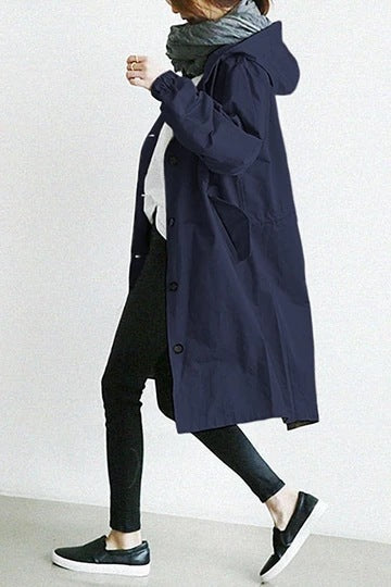 Women's Hooded Waterproof Coat with Pockets