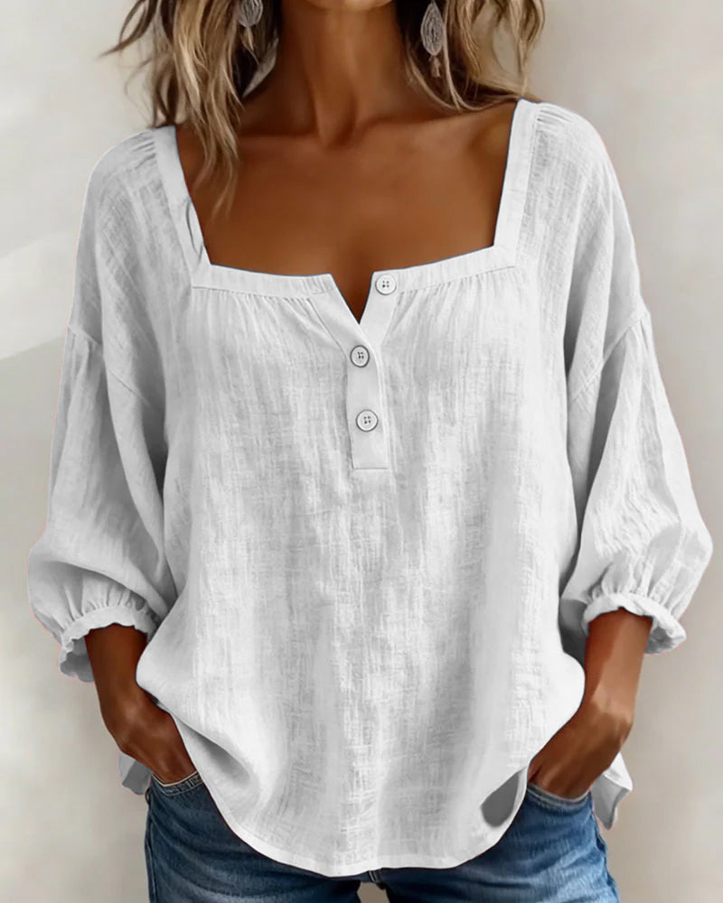 Chemise col carré manches volants femme