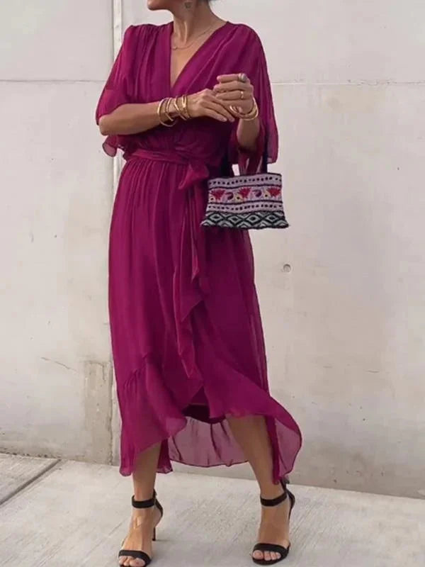 Robe fluide coupe décontractée avec ceinture