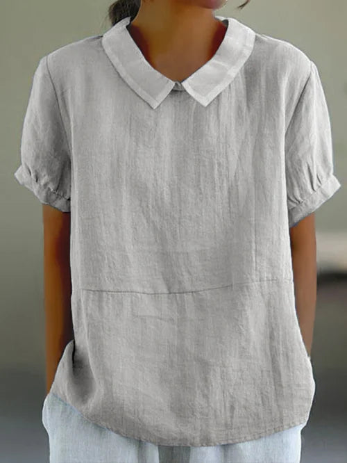 Blouse Décontractée à Col Claudine pour Femme