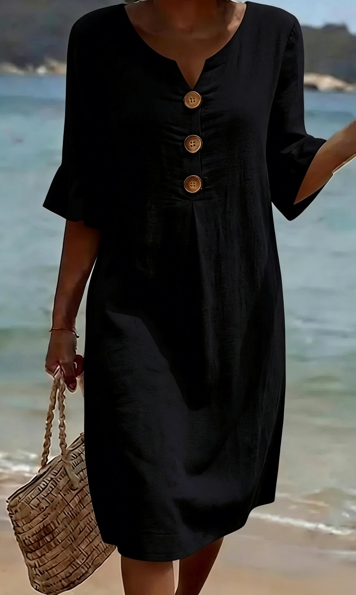 Vestido Midi Casual de Mujer con Botones