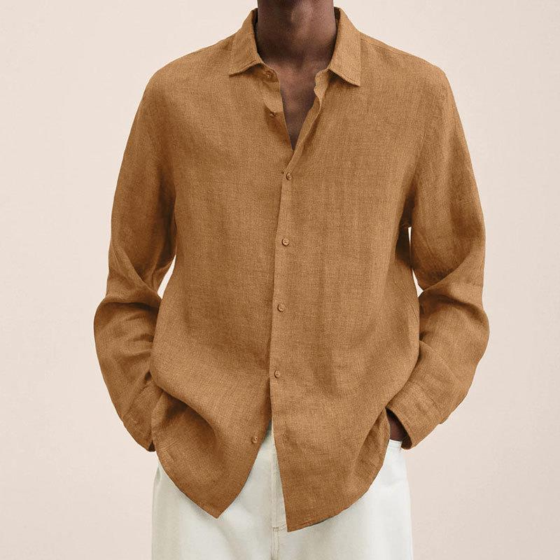 Casual Long-Sleeve Linen Shirt for Men