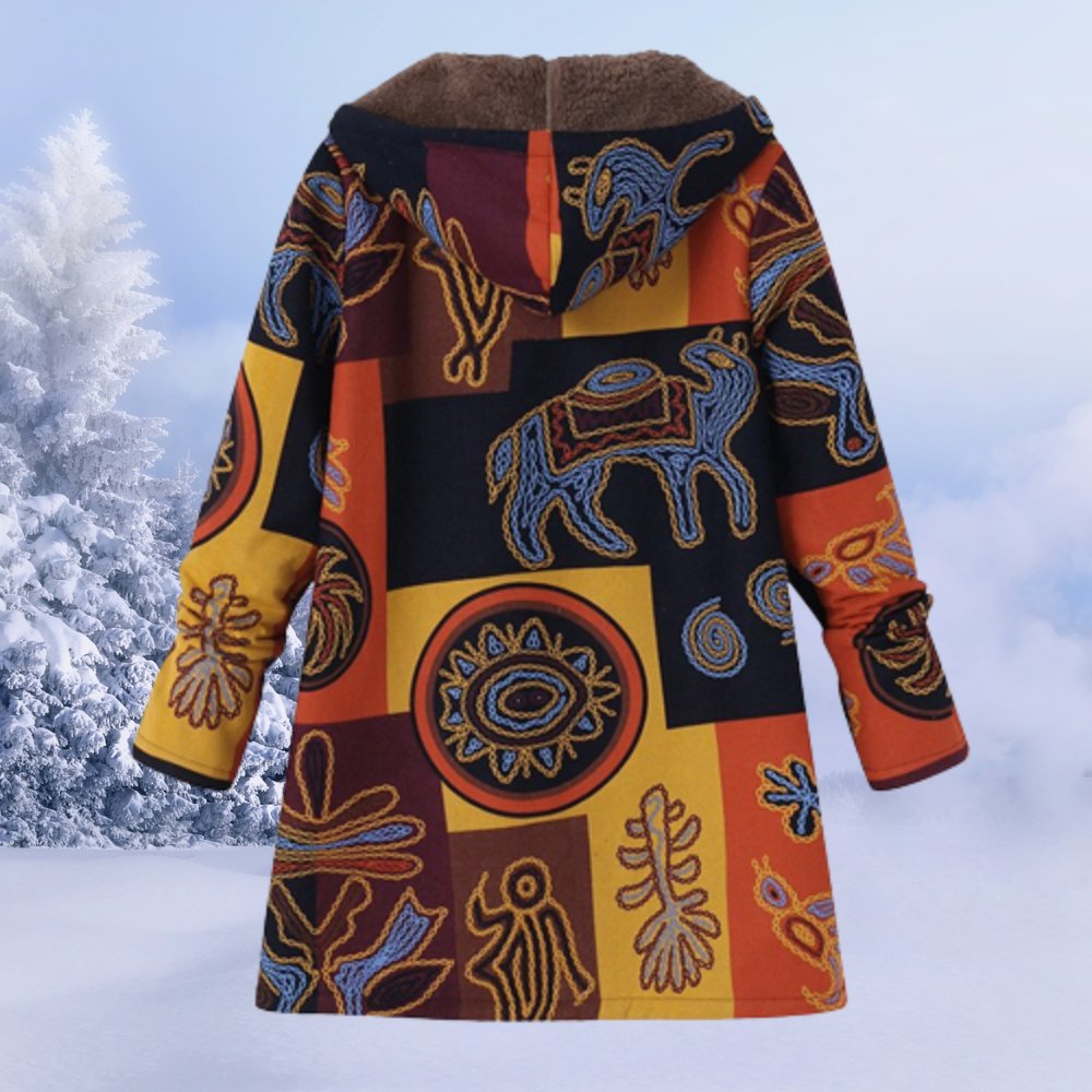 Parka de invierno con capucha floral para mujer