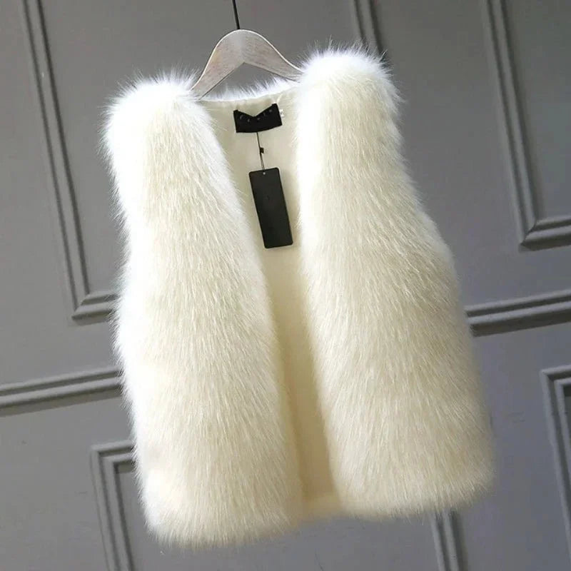 Gilet Femme Sans Manches Effet Fourrure