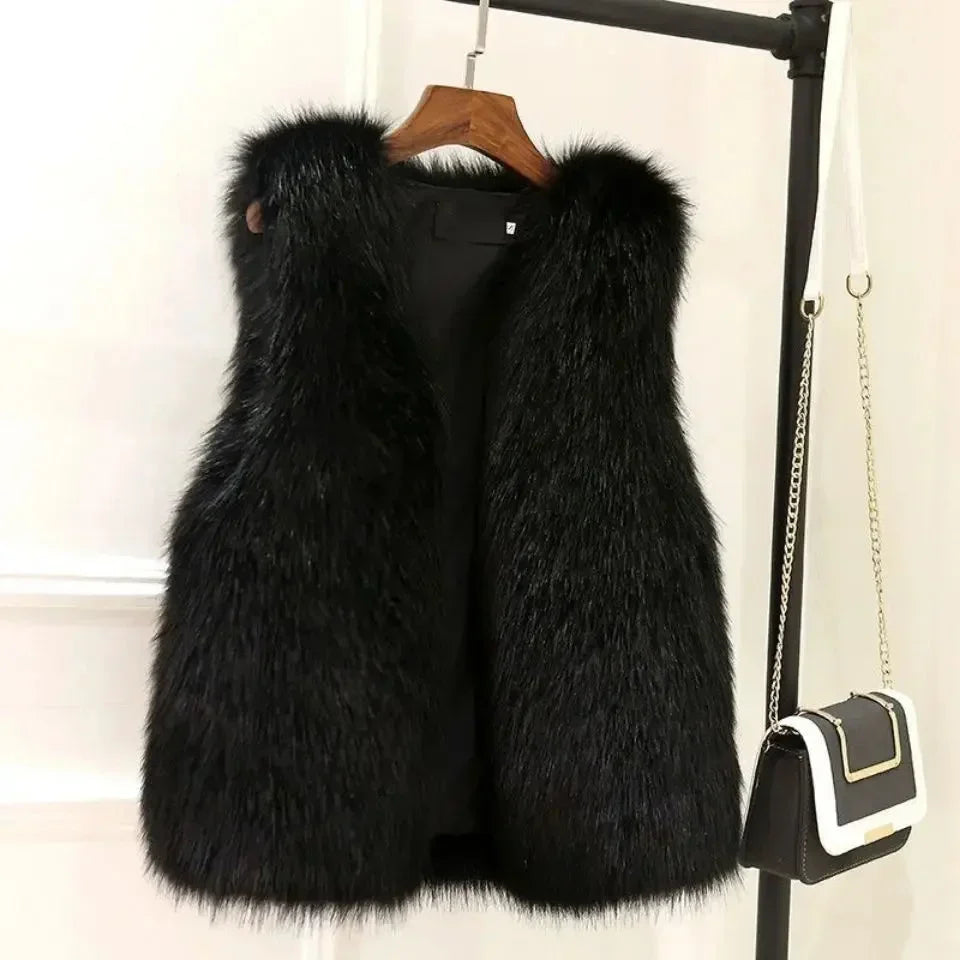 Gilet Femme Sans Manches Effet Fourrure