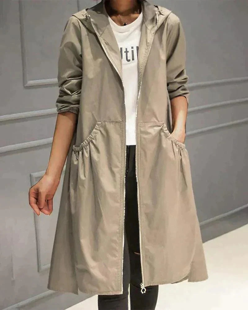 Women's Mid-Length Fitted Waterproof Coat