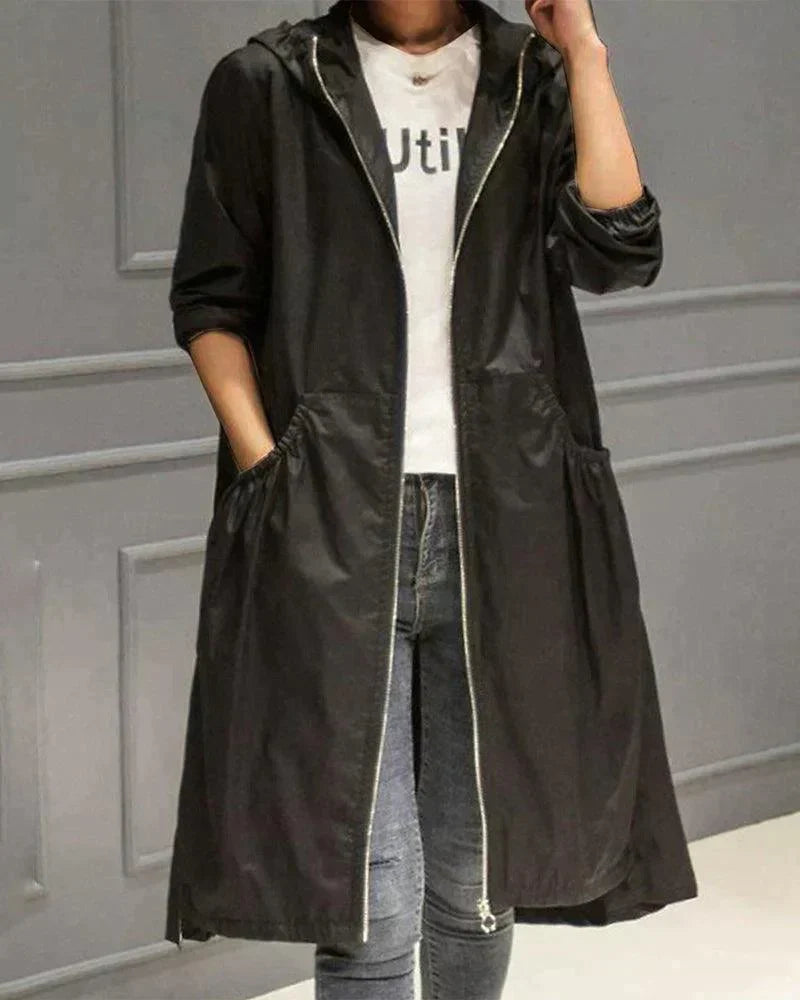 Women's Mid-Length Fitted Waterproof Coat