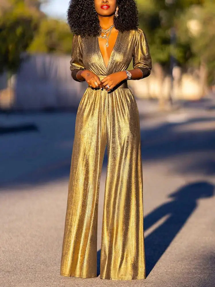 Elegant Women's Jumpsuit with Wide Pleated Legs