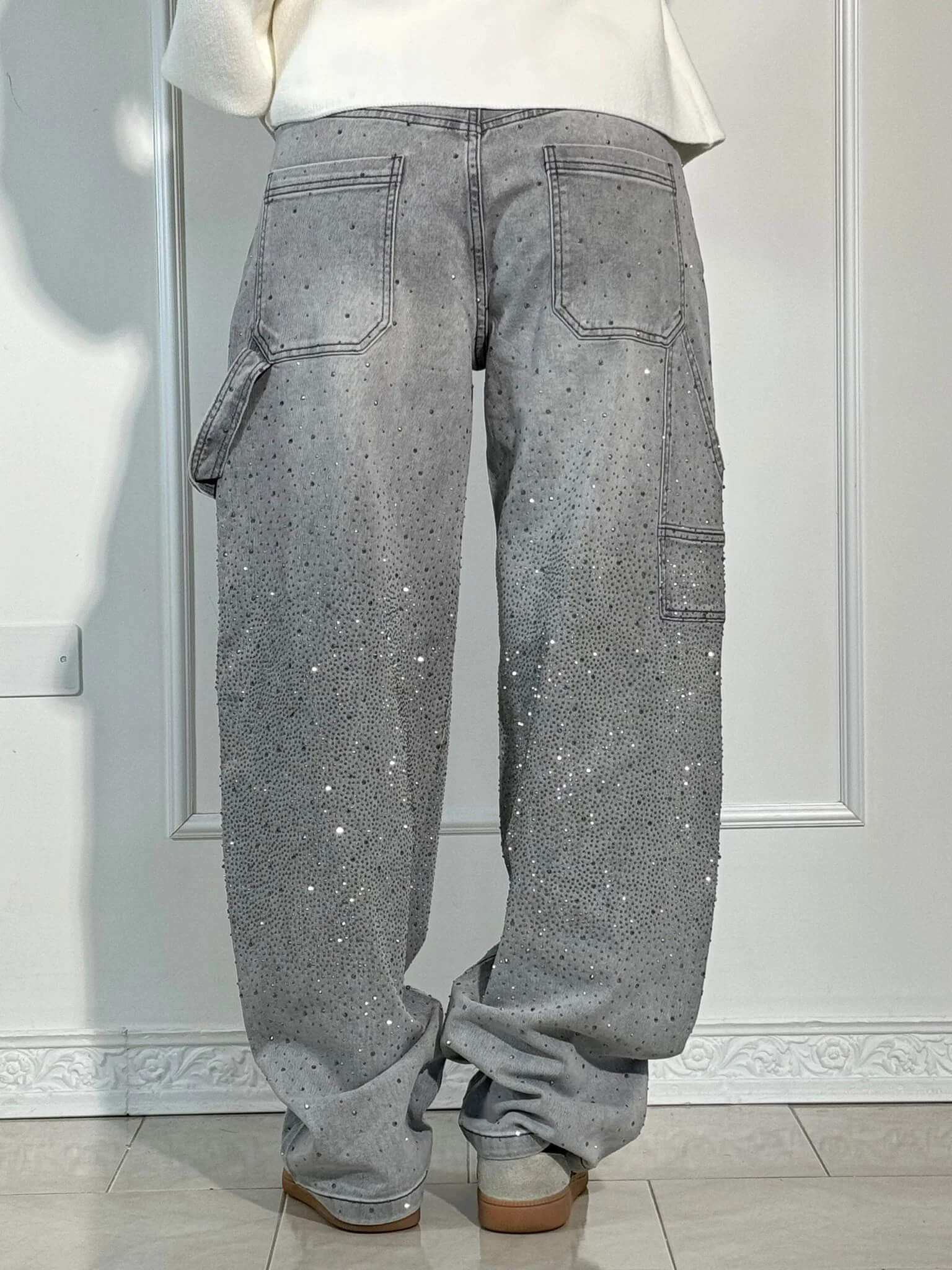 Jean Cargo Women’s Large High Waist with Rhinestones