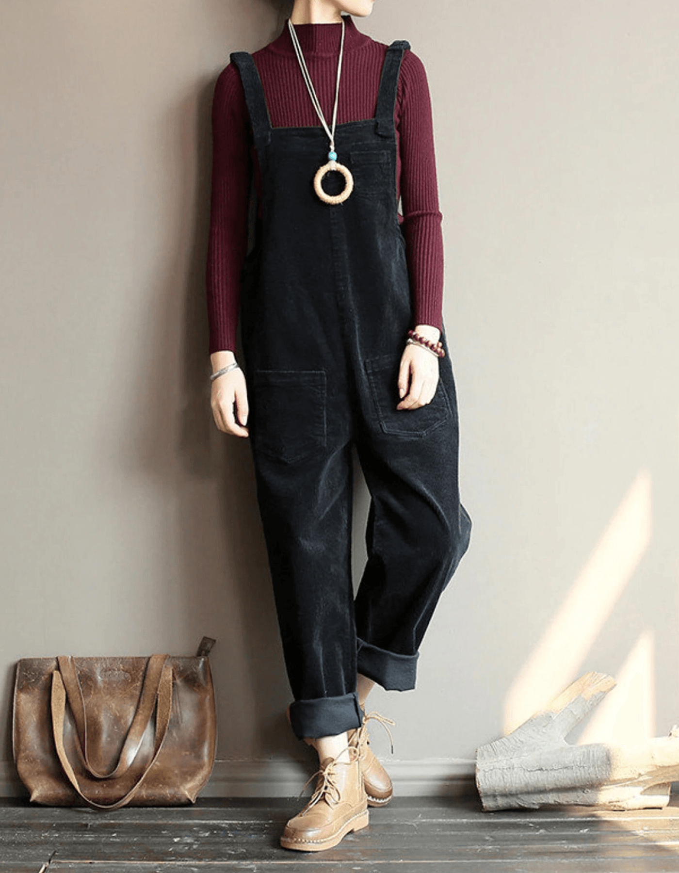 Loose Women's Overalls in Corduroy Velvet