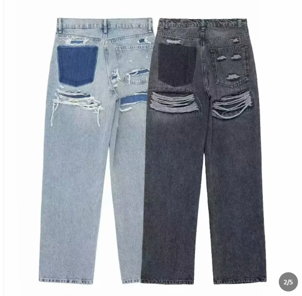 Washed wide-leg high-waisted jeans for women