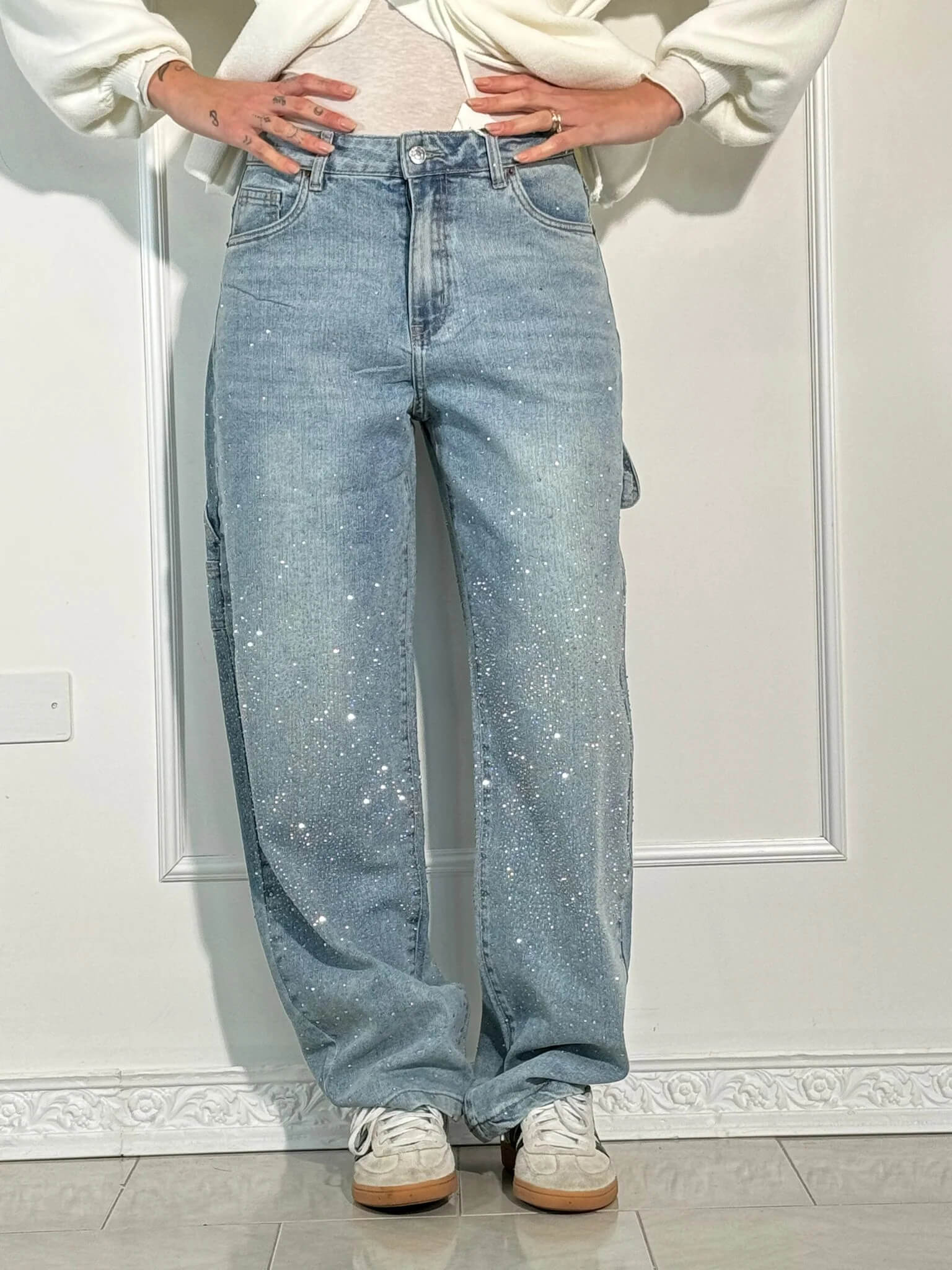 Jean Cargo Women’s Large High Waist with Rhinestones