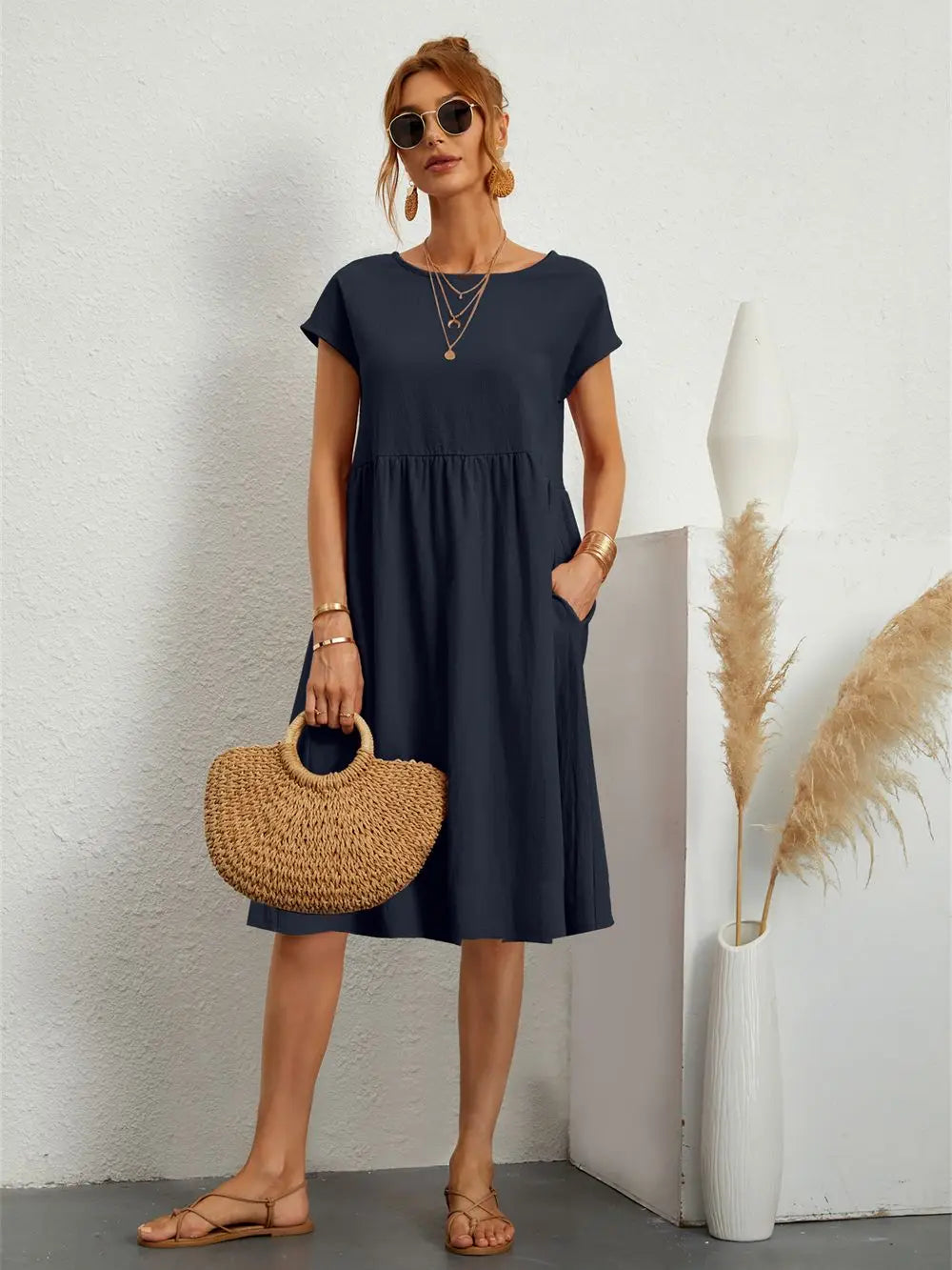 Robe décontractée à poches élégante