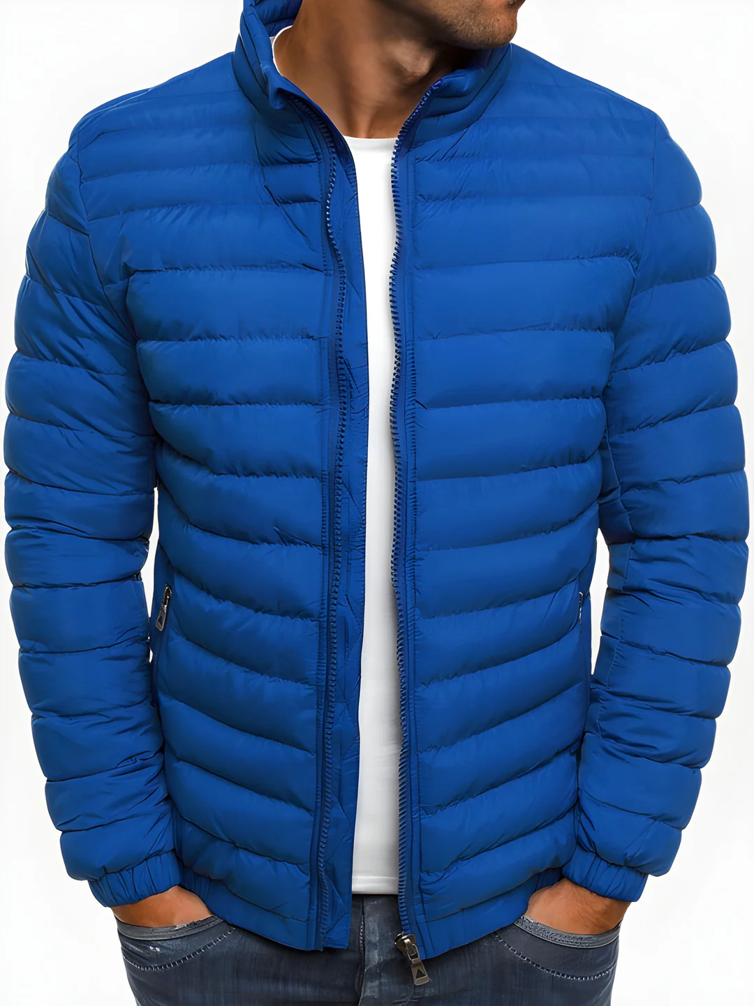 Doudoune Matelassée Pour Homme Avec Col Montant