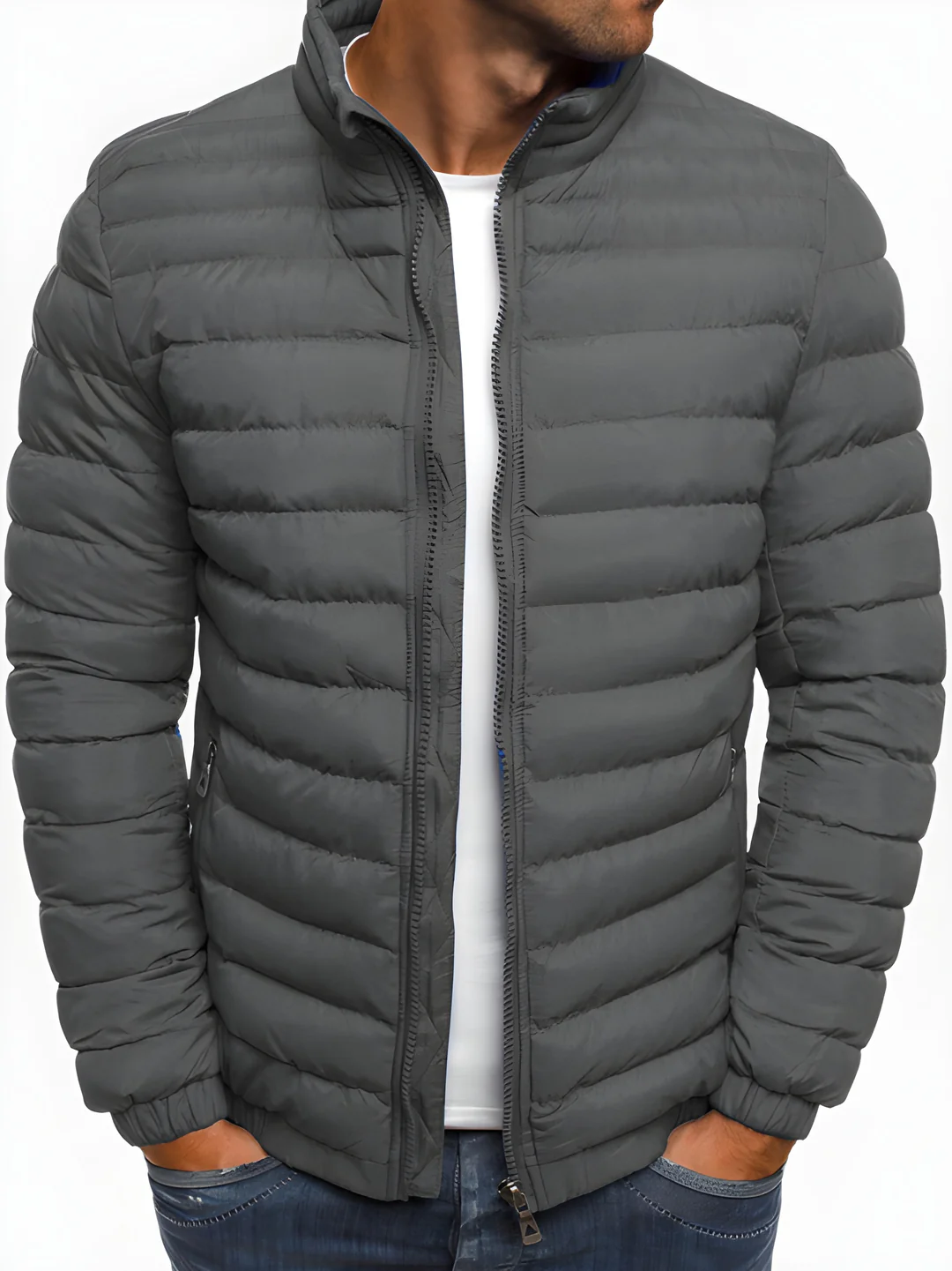 Doudoune Matelassée Pour Homme Avec Col Montant