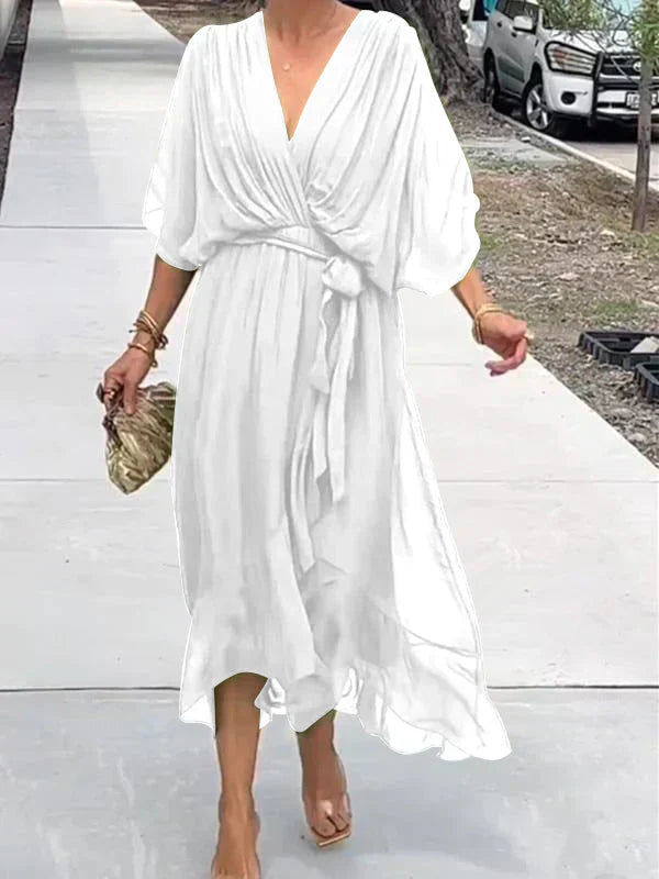 Robe fluide coupe décontractée avec ceinture