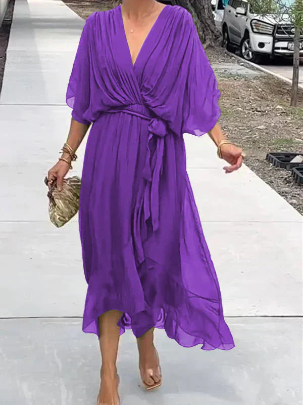 Robe fluide coupe décontractée avec ceinture