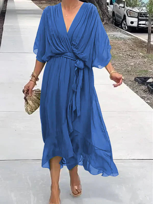 Robe fluide coupe décontractée avec ceinture