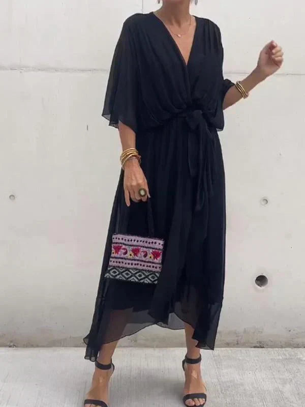 Robe fluide coupe décontractée avec ceinture
