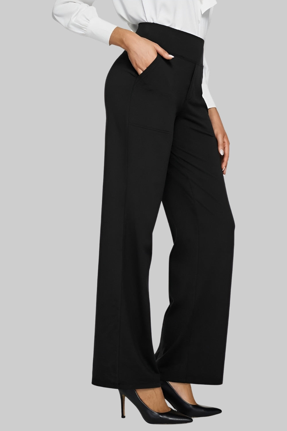 Wide High-Waisted Pants with Pockets for Women