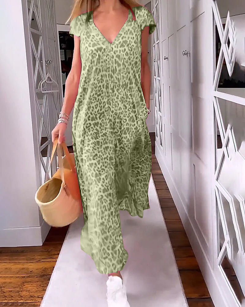 Robe Longue Décontractée Pour Femme à Motif Léopard