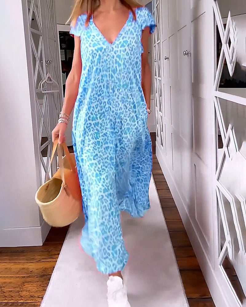 Robe Longue Décontractée Pour Femme à Motif Léopard