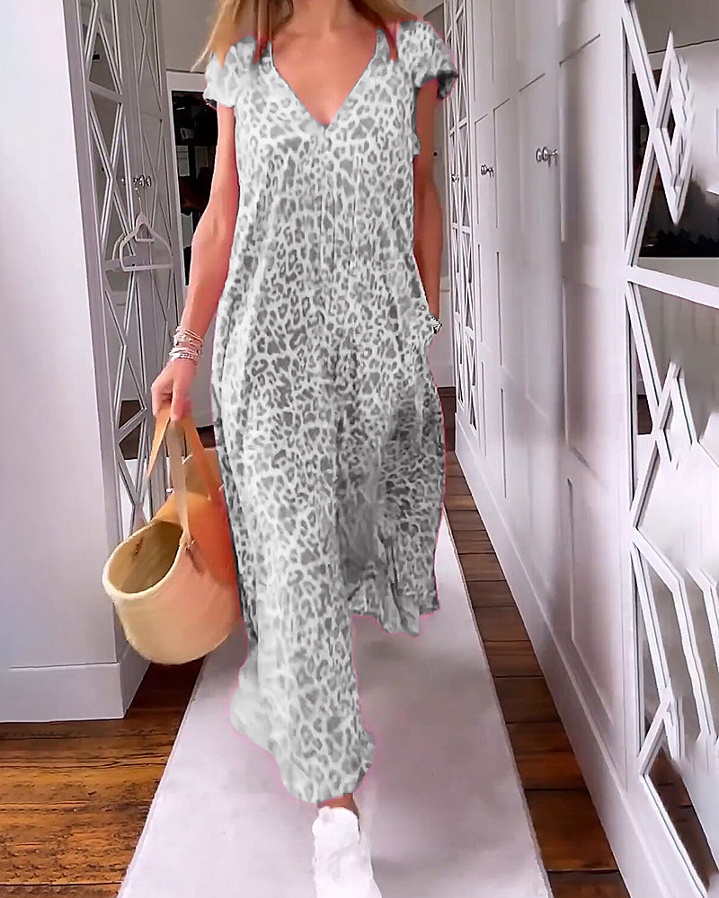 Robe Longue Décontractée Pour Femme à Motif Léopard