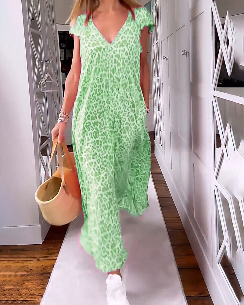 Robe Longue Décontractée Pour Femme à Motif Léopard