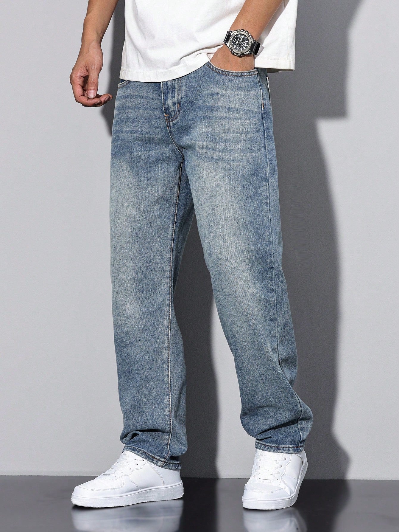 Jean Décontracté Coupe Ample pour Homme