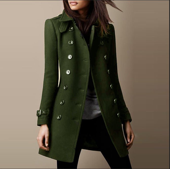 Elegant Women's Double-Breasted Wrap Coat
