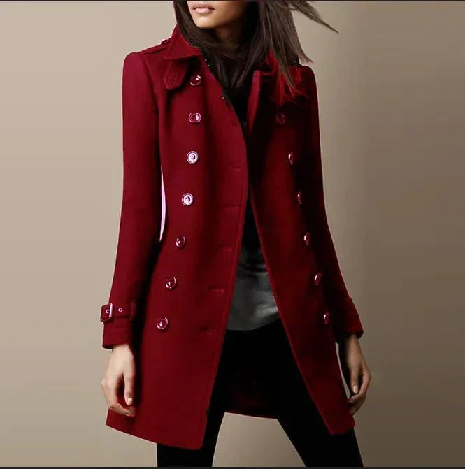 Elegant Women's Double-Breasted Wrap Coat