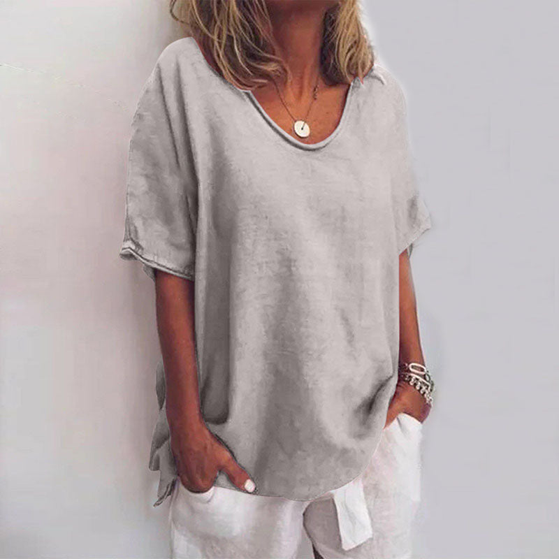 T-shirt ample col V à coupe décontractée